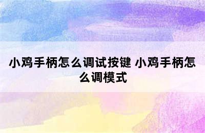 小鸡手柄怎么调试按键 小鸡手柄怎么调模式